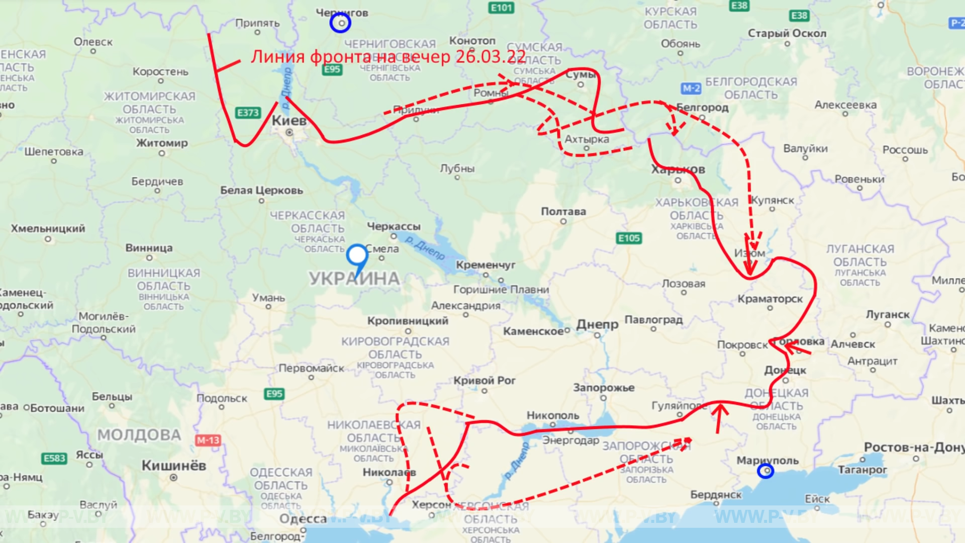 Война на Украине (28.03.22 на 12:00): Наступление на Славянск, Горловка, Гуляйполе, Херсон, Киев Война на Украине (28.03.22 на 12:00): Наступление на Славянск, Горловка, Гуляйполе, Херсон, Киев