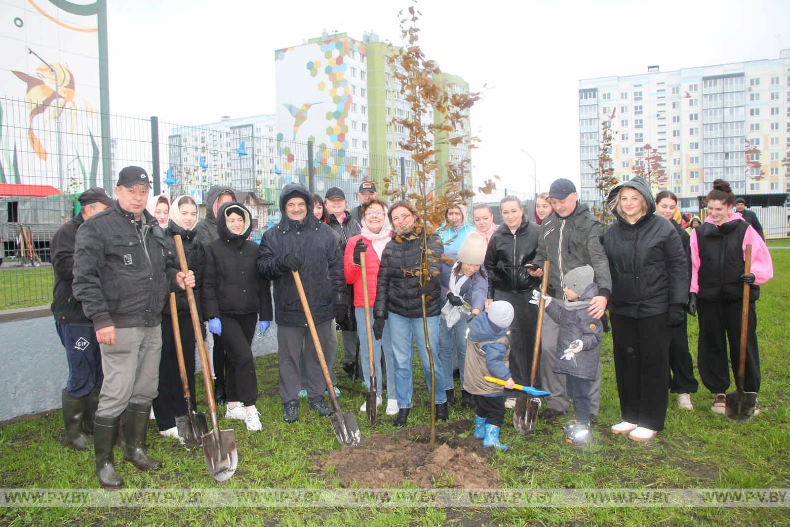 На республиканском субботнике высаживали деревья и убирали территории