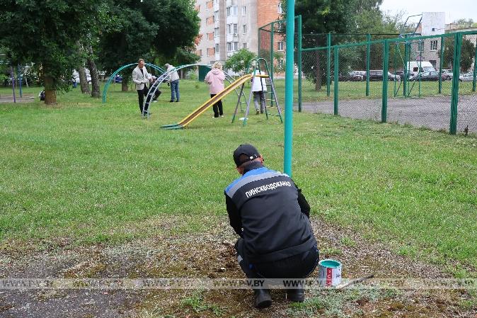 Активисты «Белой Руси» обновили двор в Пинске