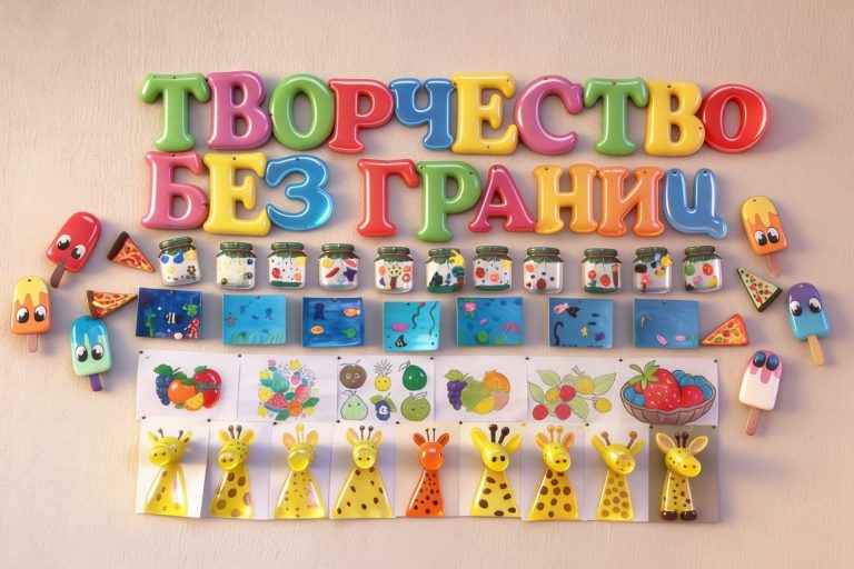 Дети из Охово рисуют жирафа бумажным стаканчиком